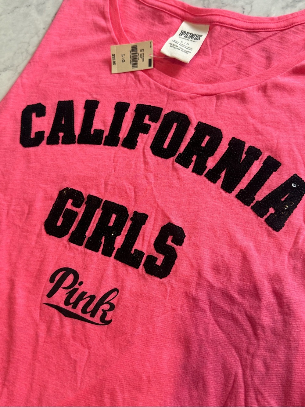 VS PINK Bling Y2K California Girls Tank Top NWT Large